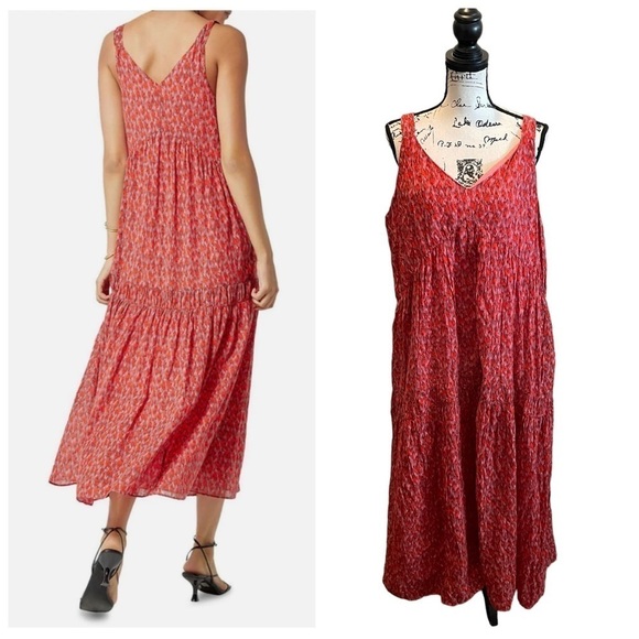 Joie Maxi Dress Pink Red size XLarge Sundress Bohemian NWT festival Bondi Tiered - Picture 1 of 10